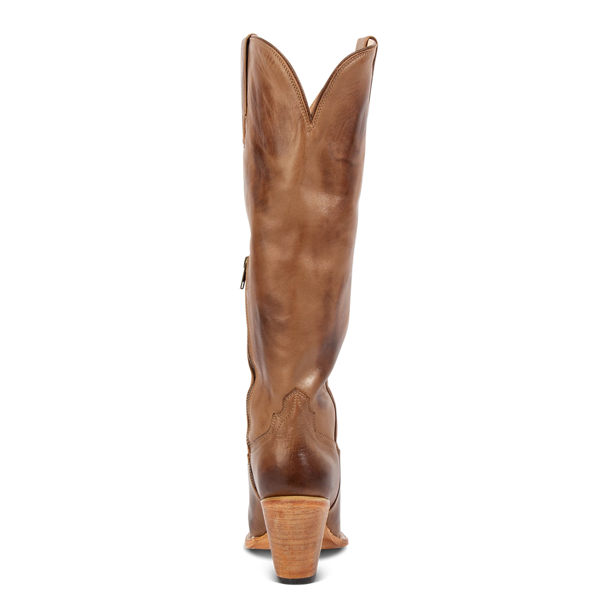 THUNDERBIRD beige exclusive luxe leather tall heeled boots with a secure side zip-up design.