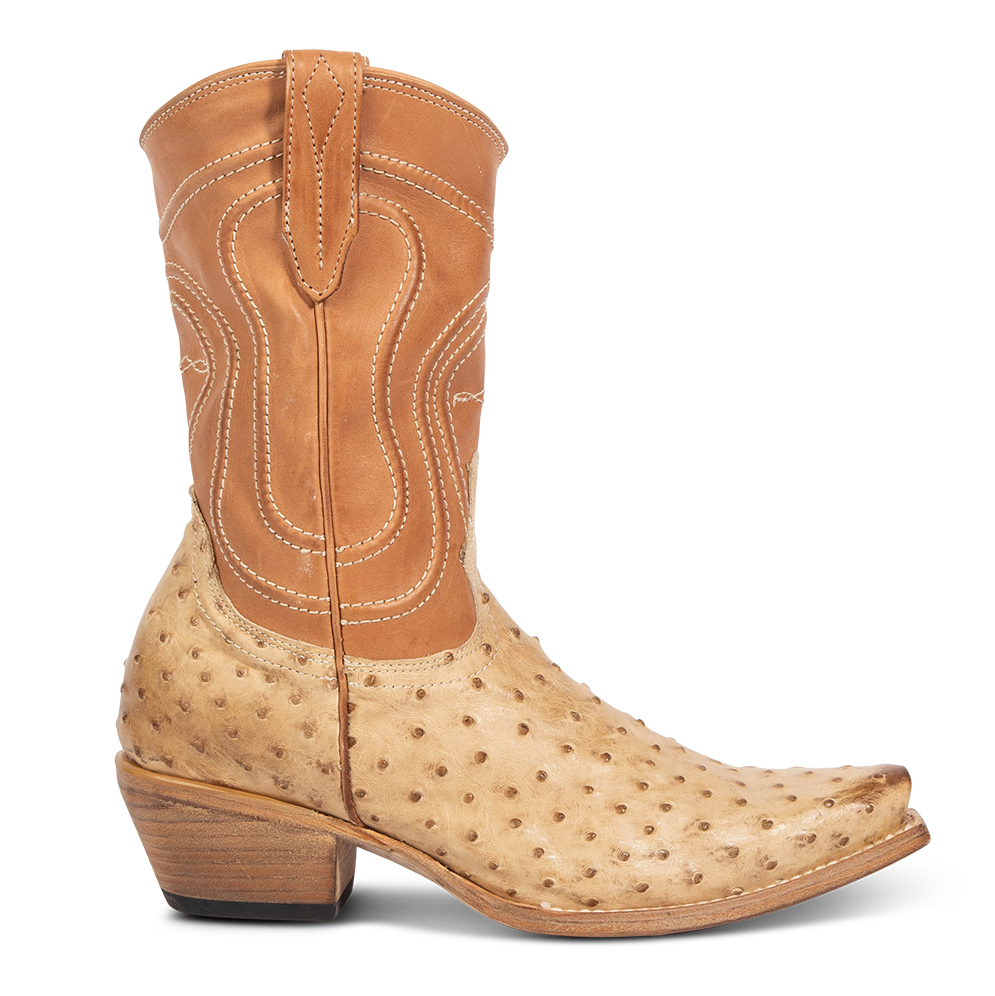 FREEBIRD women's Warrick beige ostrich multi exotic leather western cowgirl mid calf boot
