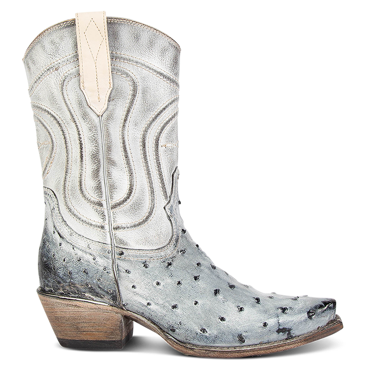 FREEBIRD women's Warrick ice ostrich multi exotic leather western cowgirl mid calf boot