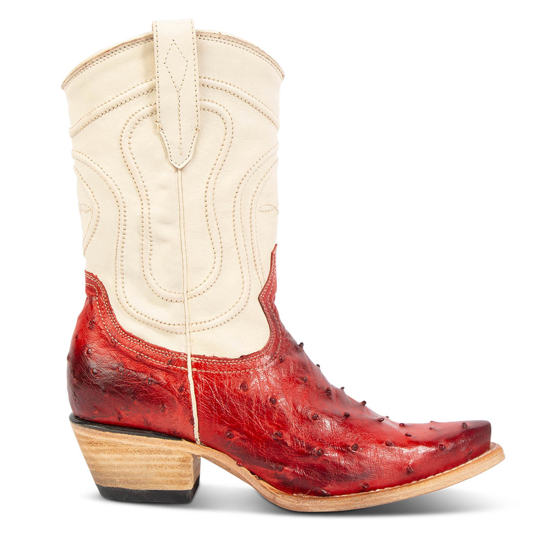 FREEBIRD women's Warrick red ostrich multi exotic leather western cowgirl mid calf boot