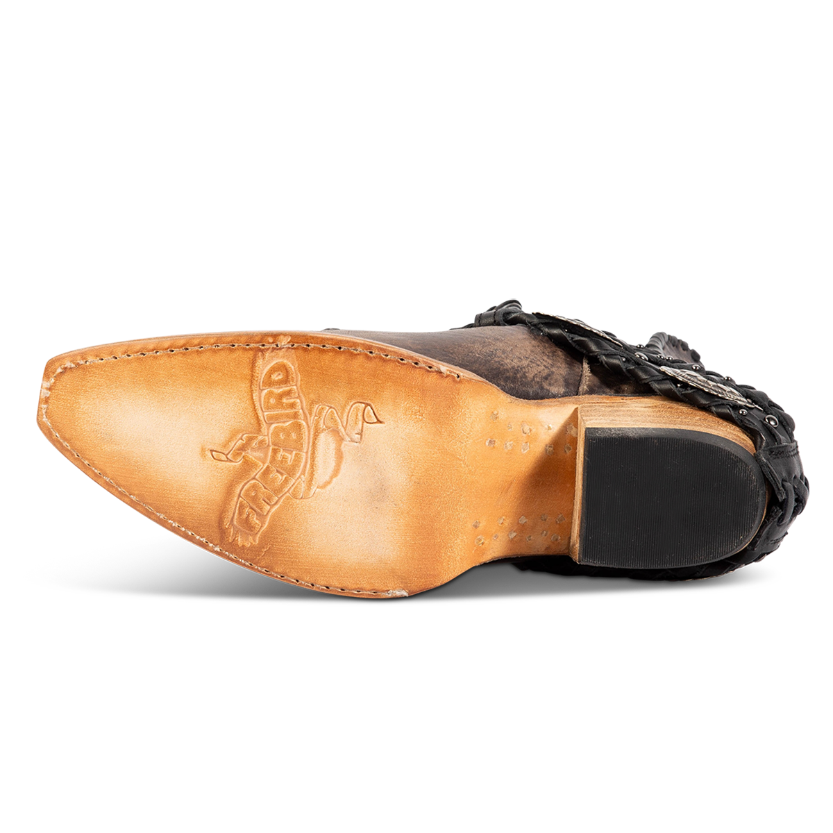Leather sole imprinted with FREEBIRD 