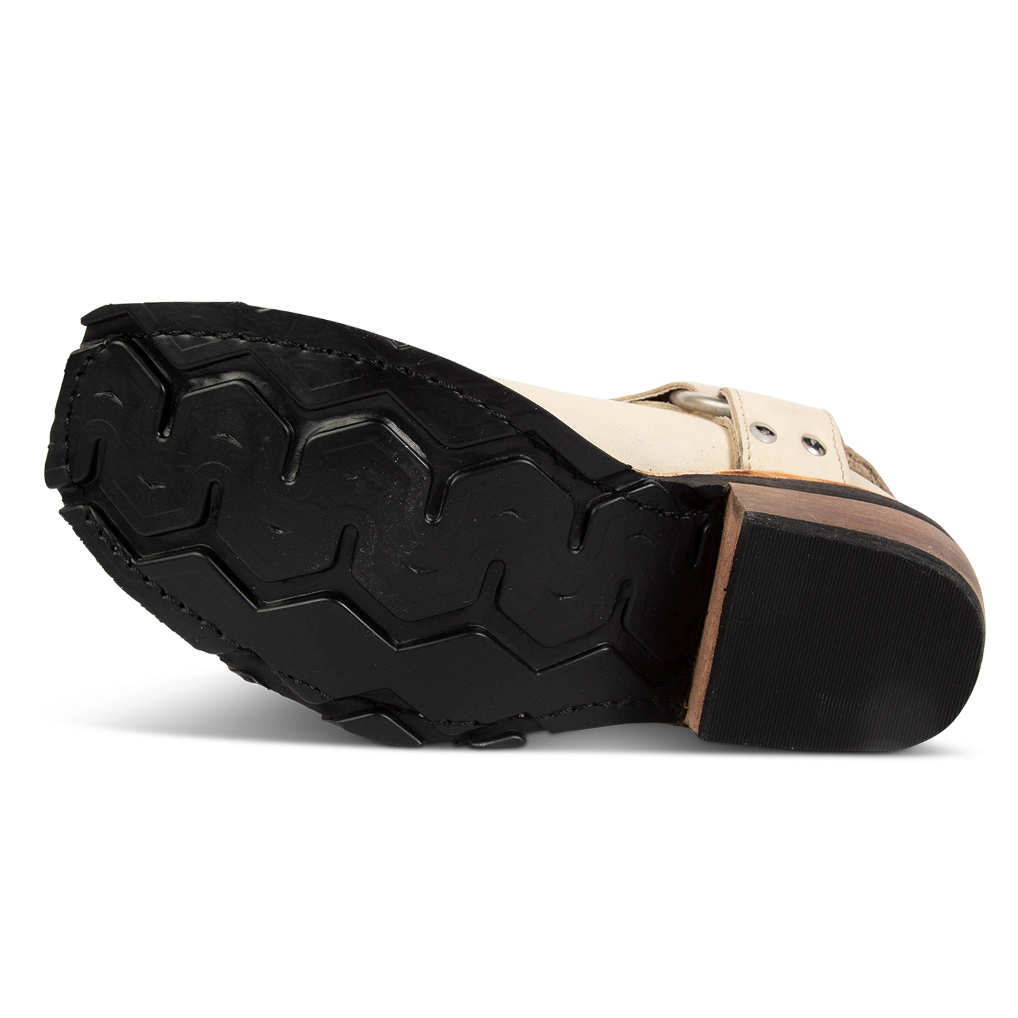 Tire tread sole on FREEBIRD women's Whiskey beige ankle bootie