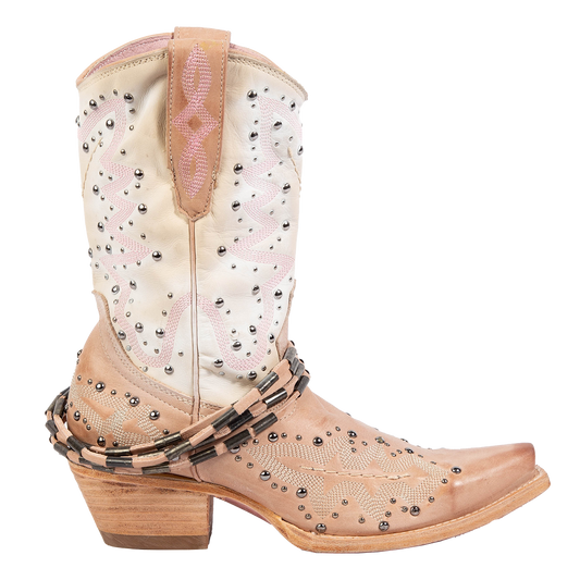 FREEBIRD women's Wisteria blush boot with western stitching, silver stud detailing, and decorative ankle belting