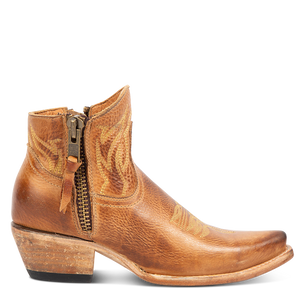 wolfie distressed western womens leather bootie wheat