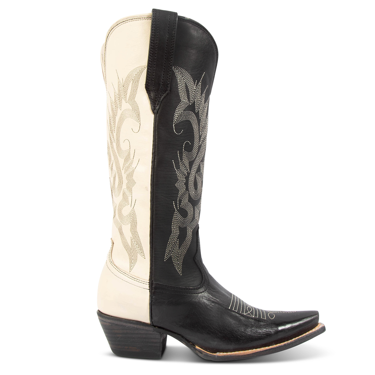 FREEBIRD women's Woodland black white multi cowboy boot with stitch detailing and snip toe construction