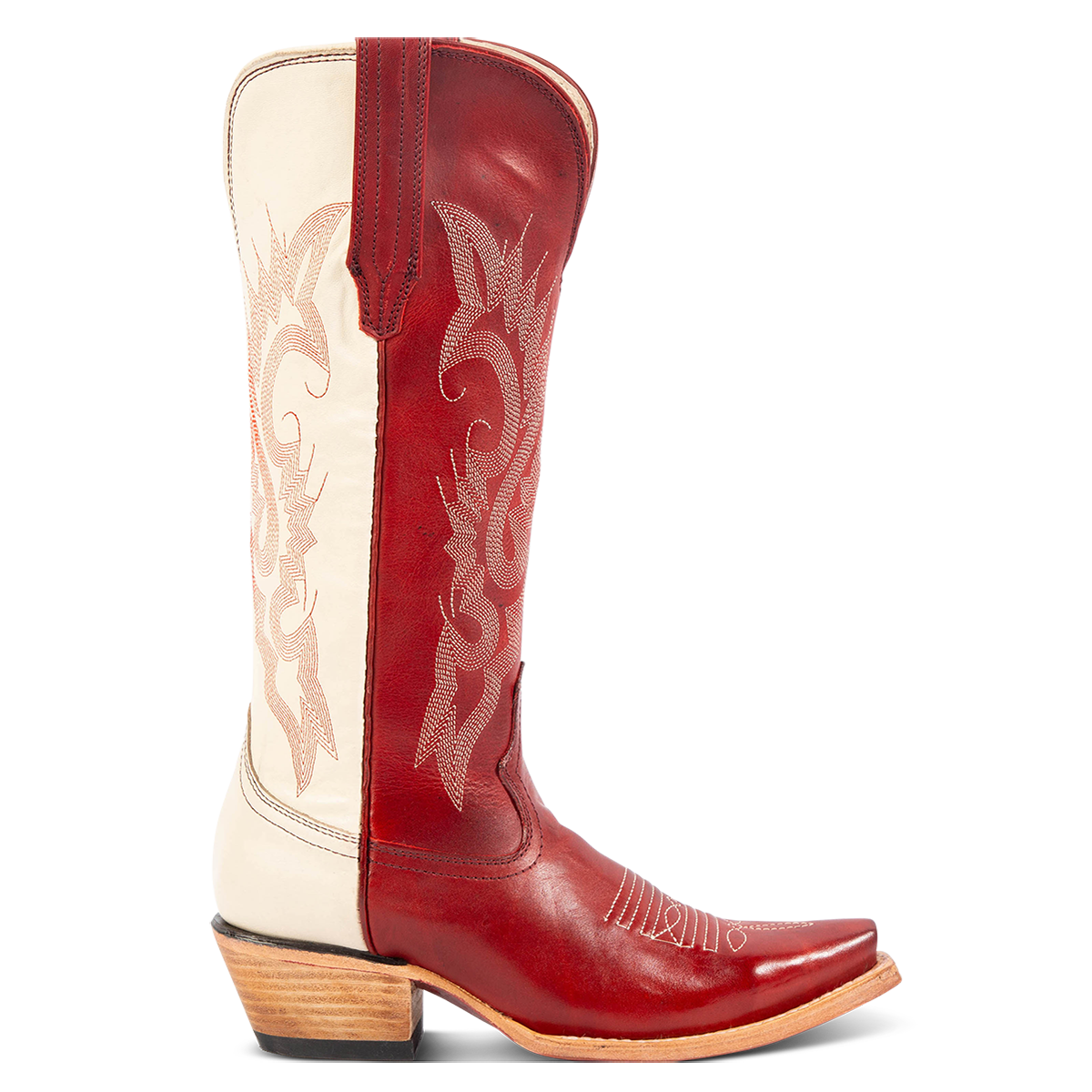 FREEBIRD women's Woodland red multi cowboy boot with stitch detailing and snip toe construction