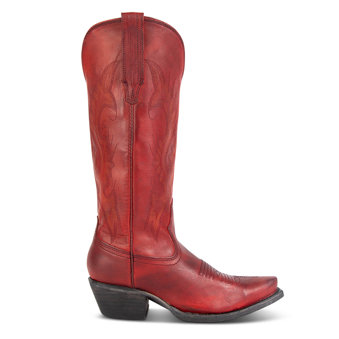 FREEBIRD women's Woodland red leather cowboy boot with stitch detailing and snip toe construction