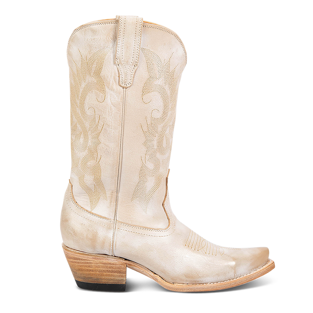 FREEBIRD women's Woody beige leather boot with stitch detailing and snip toe construction