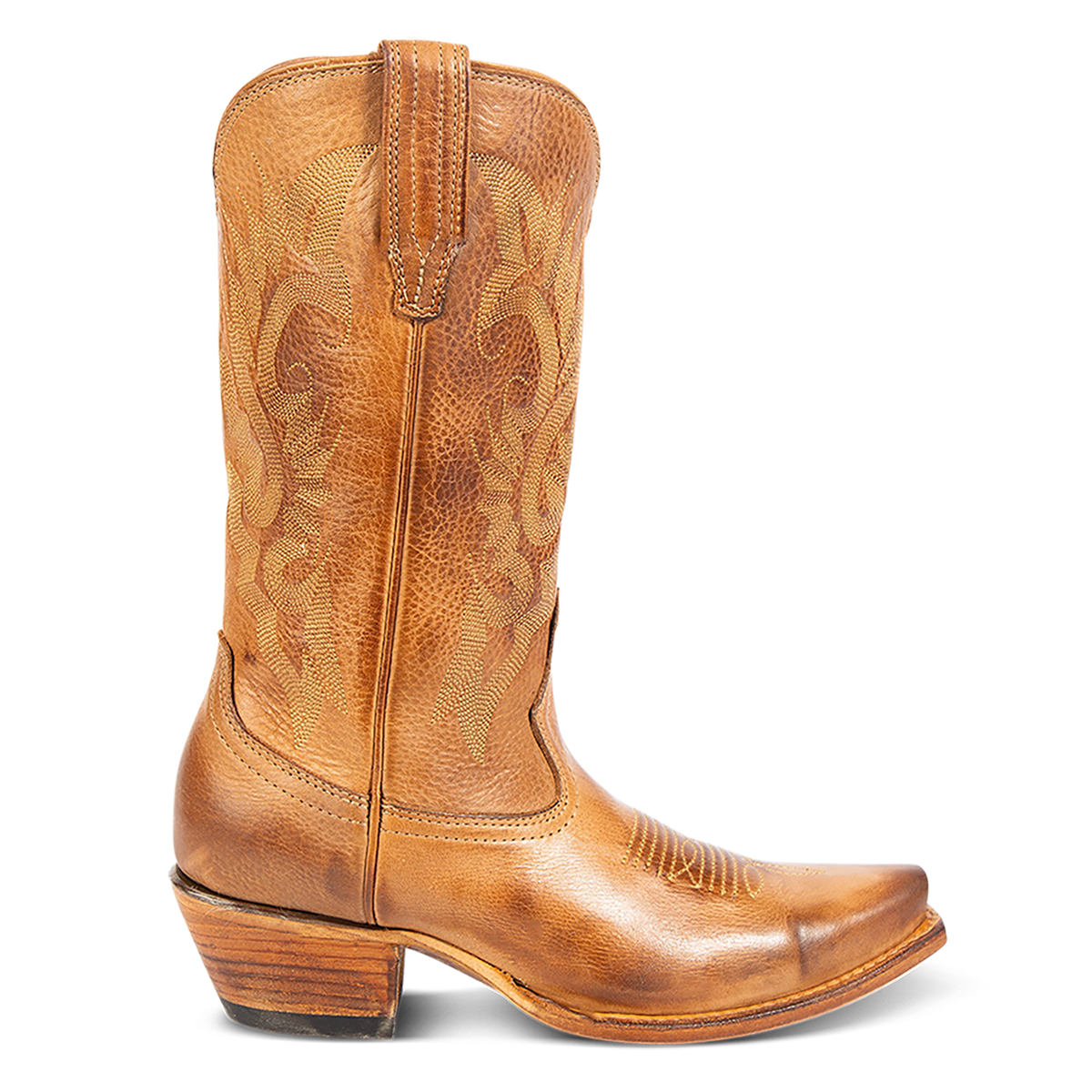 FREEBIRD women's Woody wheat leather boot with stitch detailing and snip toe construction