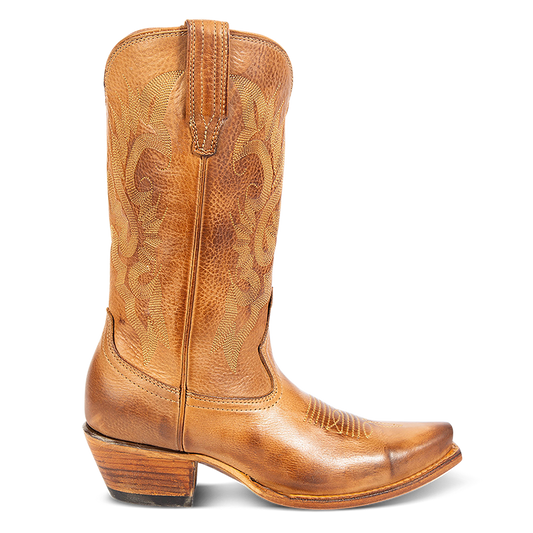 FREEBIRD women's Woody wheat leather boot with stitch detailing and snip toe construction
