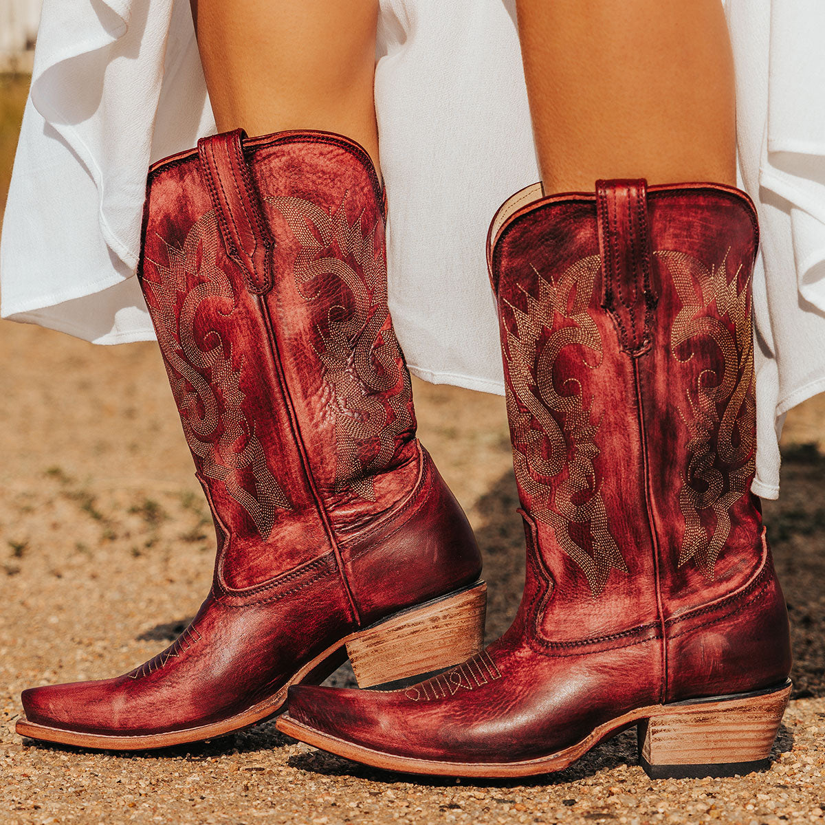 FREEBIRD women's Woody wine leather boot with stitch detailing and snip toe construction