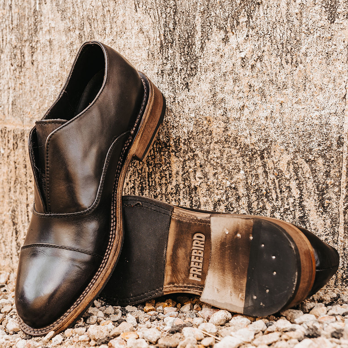 FREEBIRD men's Detrick black slip-on loafer with an almond toe and flexible tongue