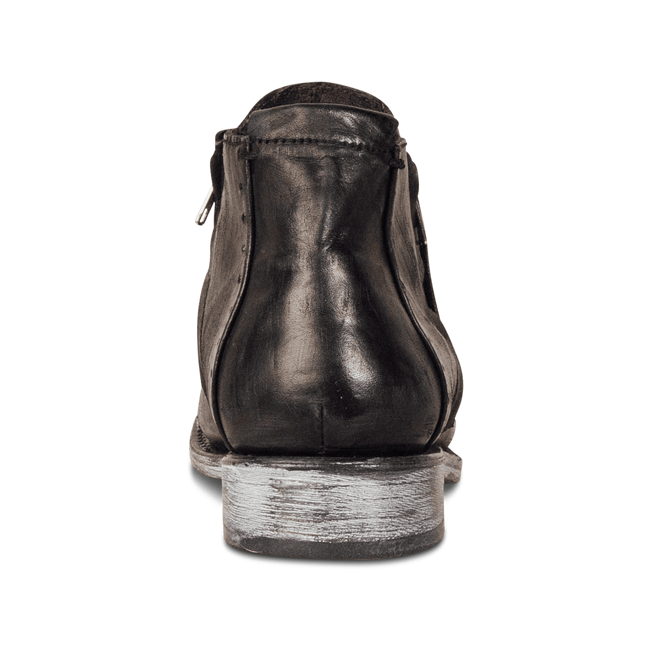 Back view showing back leather construction on FREEBIRD men's Milo black boot
