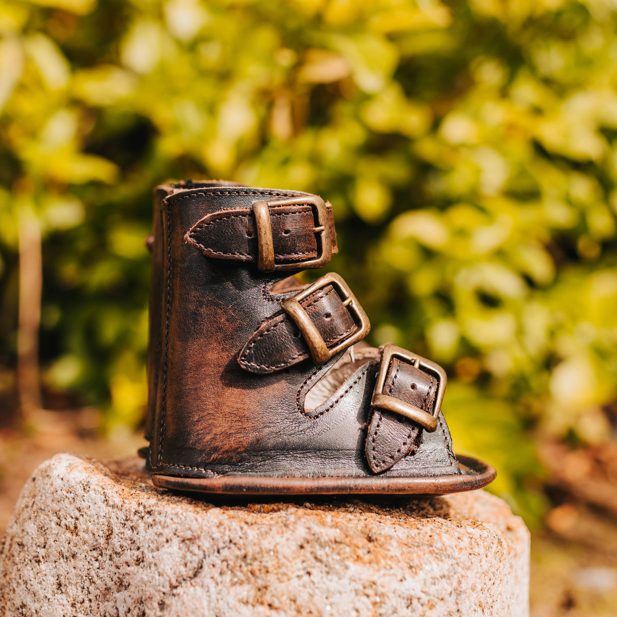 FREEBIRD infant baby bond black sandal with fashion straps and soft leather sole