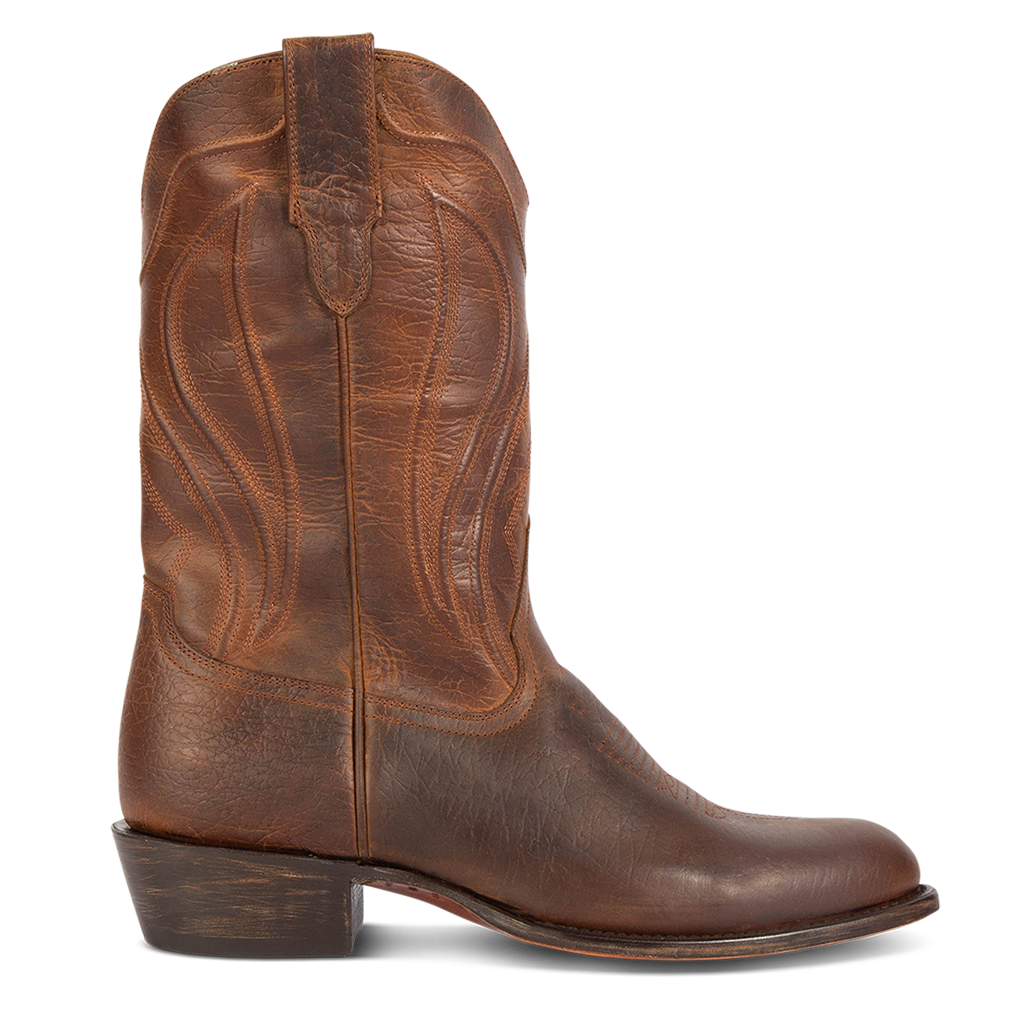 FREEBIRD men's Bandito brown leather exterior pull straps front drip and traditional toe