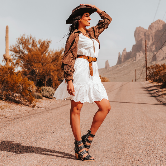 FREEBIRD women's Blake black sandal with thick straps, metal eyelets and high-heel lifestyle