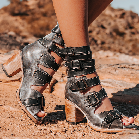FREEBIRD women's Bond ice multi sandal with fashion straps and stacked heel