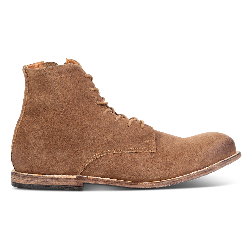 FREEBIRD men's Campbell tan suede front lacing ankle boot with inside brass zip closure