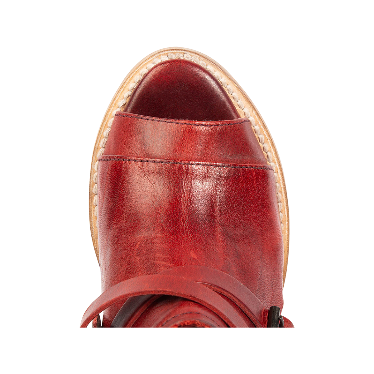 Top view showing peep toe FREEBIRD women's Carterr red multi sandal
