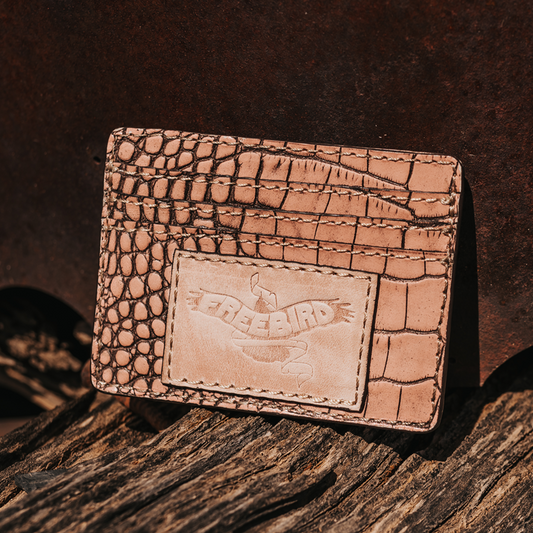 FREEBIRD CC Wallet pink croco cardholder featuring three cards slots
