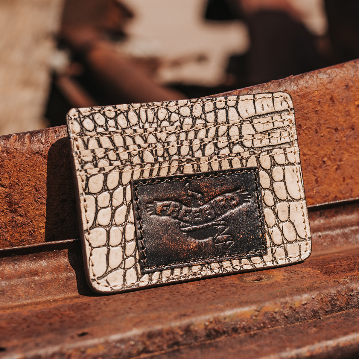 FREEBIRD CC Wallet taupe croco cardholder featuring three cards slots