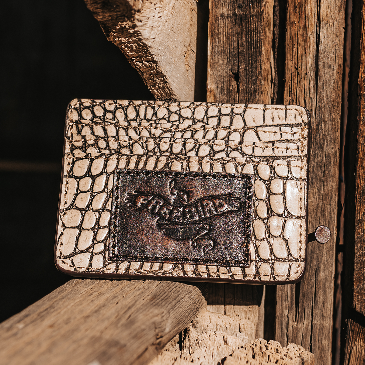 FREEBIRD CC Wallet taupe croco cardholder featuring three cards slots