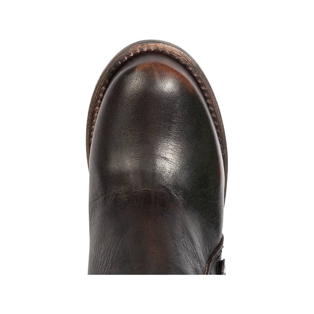 Top view showing round toe on FREEBIRD women's Chapelle black multi boot