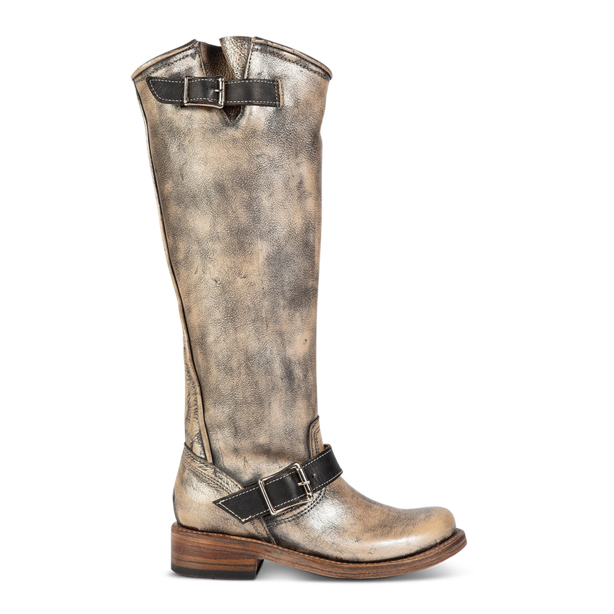 FREEBIRD women's Contra pewter featuring adjustable buckle straps, hidden pocket and round toe