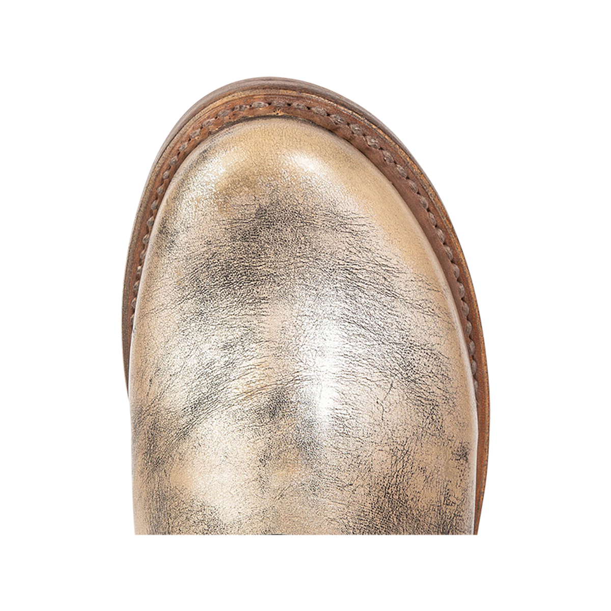 Top view showing round toe on FREEBIRD women's Contra pewter boot