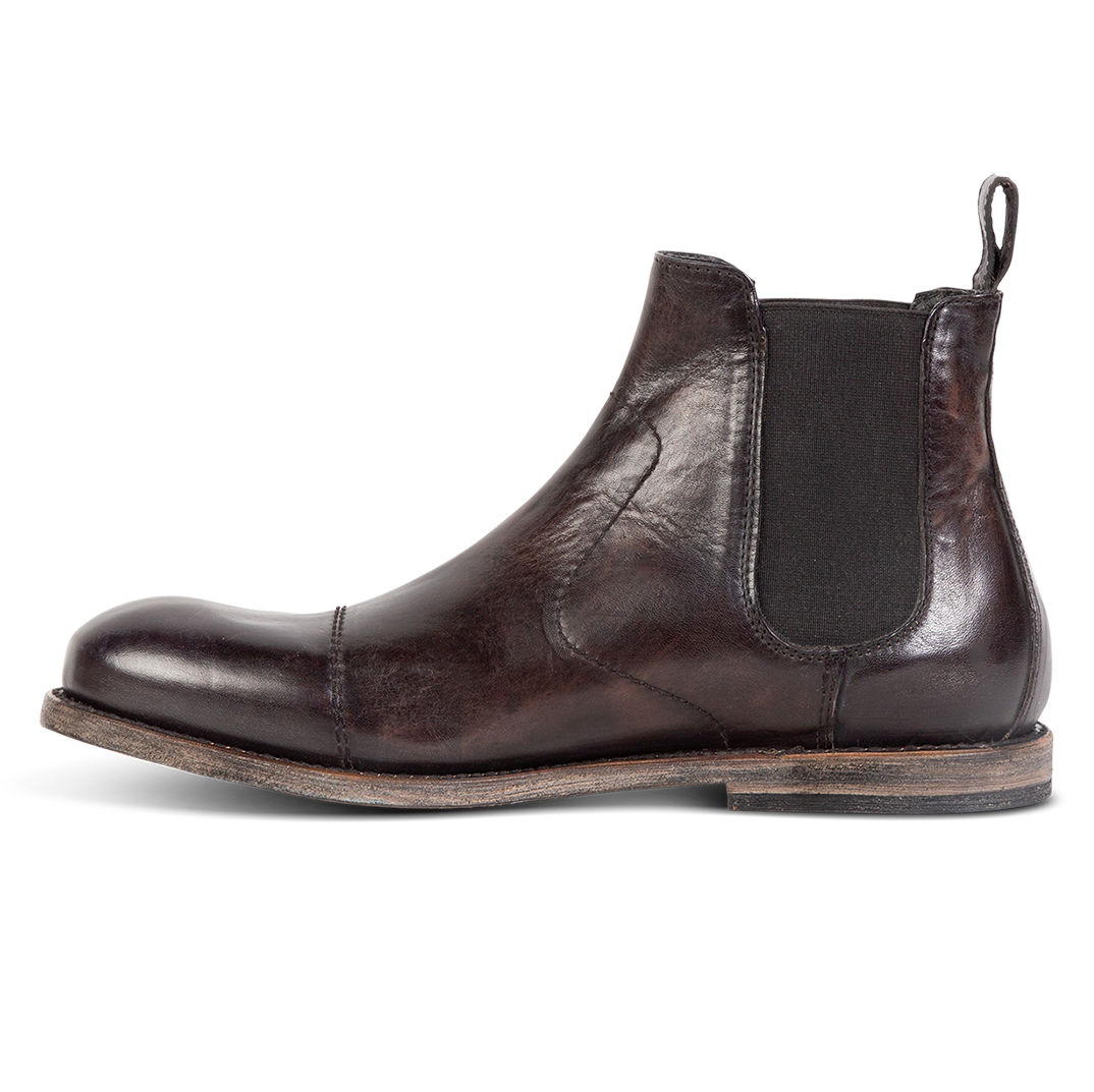 Inside view showing gore detailing on FREEBIRD men's Curtis black leather chelsea boot