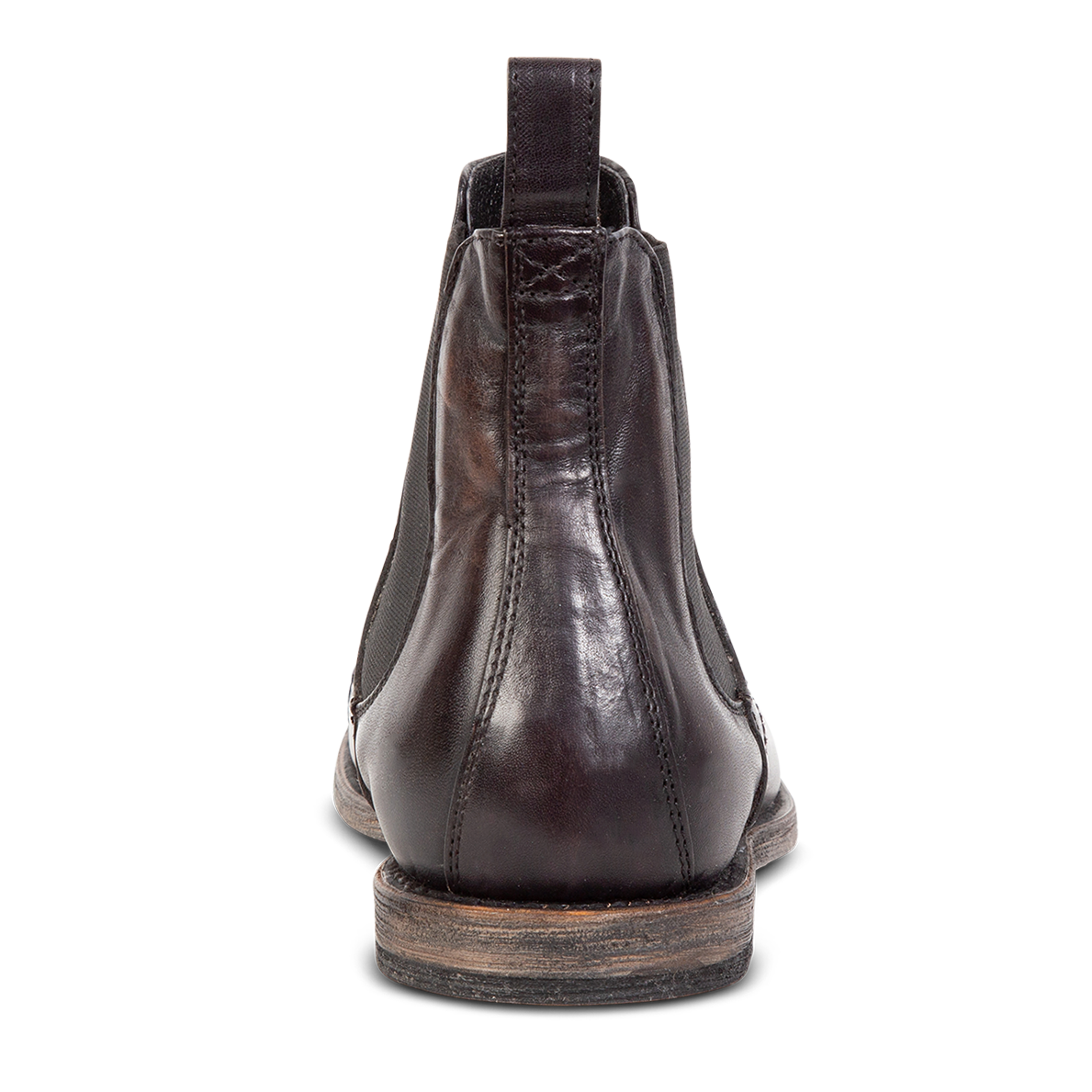 Back view showing leather pull tab on FREEBIRD men's Curtis black leather chelsea boot