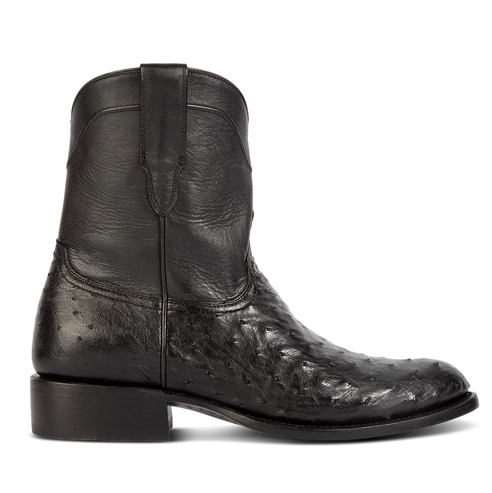 FREEBIRD men's Desperado black single exterior pull strap and inside zip closure low heeled mid calf boot