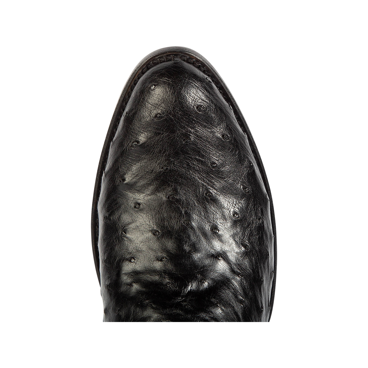 Top view showing traditional toe on FREEBIRD men's Desperado black mid calf boot