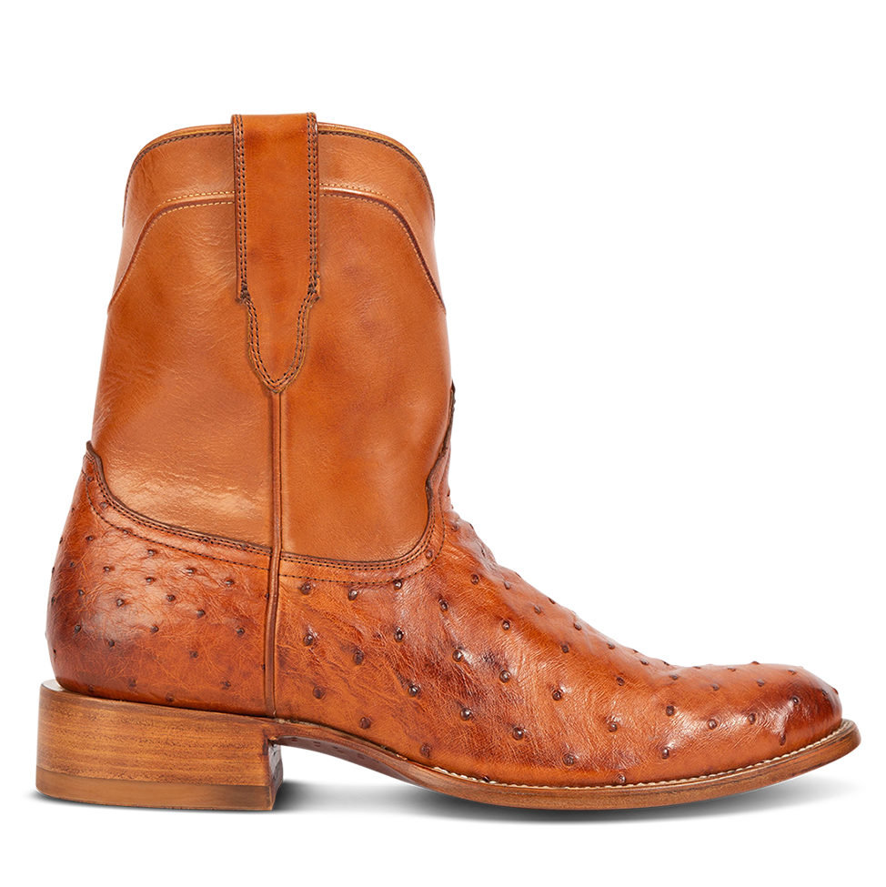 FREEBIRD men's Desperado tan single exterior pull strap and inside zip closure low heeled mid calf boot