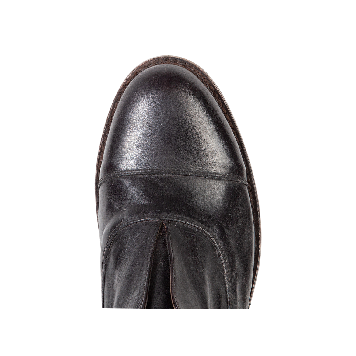 Top view showing almond toe and loafer construction on FREEBIRD men's Detrick black shoe