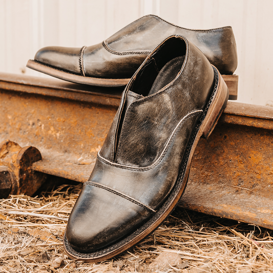 FREEBIRD men's Detrick olive slip-on loafer with an almond toe and flexible tongue