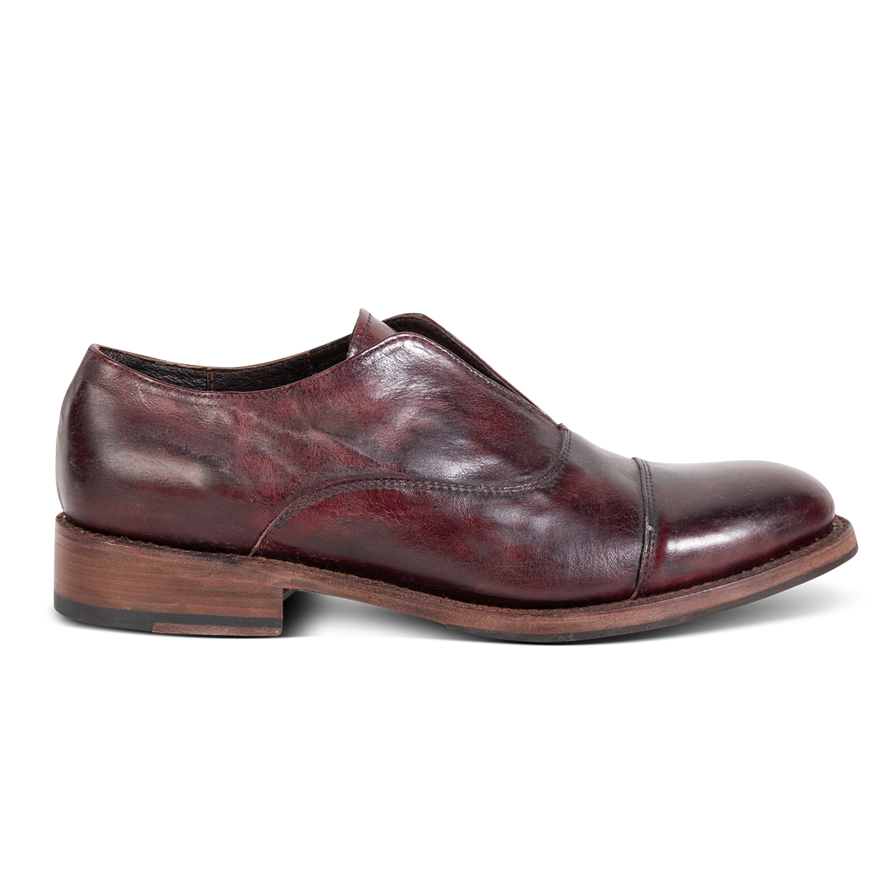 FREEBIRD men's Detrick wine slip-on loafer with an almond toe and flexible tongue