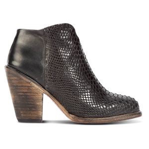 detroit womens heeled back zip bootie black snake