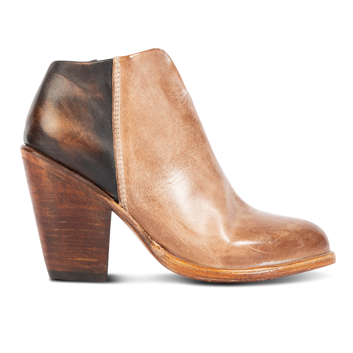 FREEBIRD women's Detroit taupe featuring inverted heel, front cut out dip, and two toned full grain leather