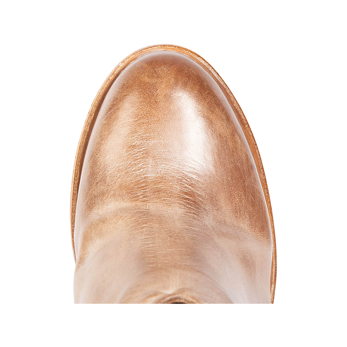 Top view showing round toe on FREEBIRD women's Detroit taupe bootie