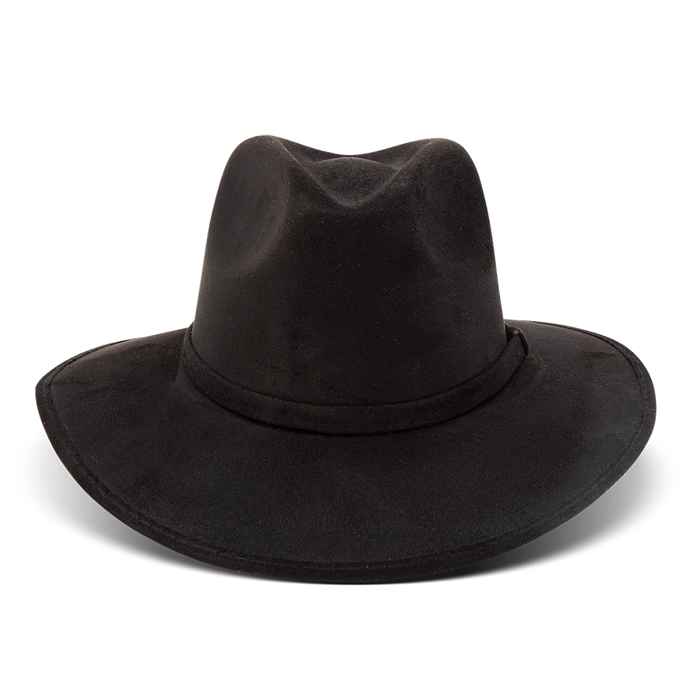 FREEBIRD Dora black minimalistic hat featuring teardrop crown and relaxed-brim