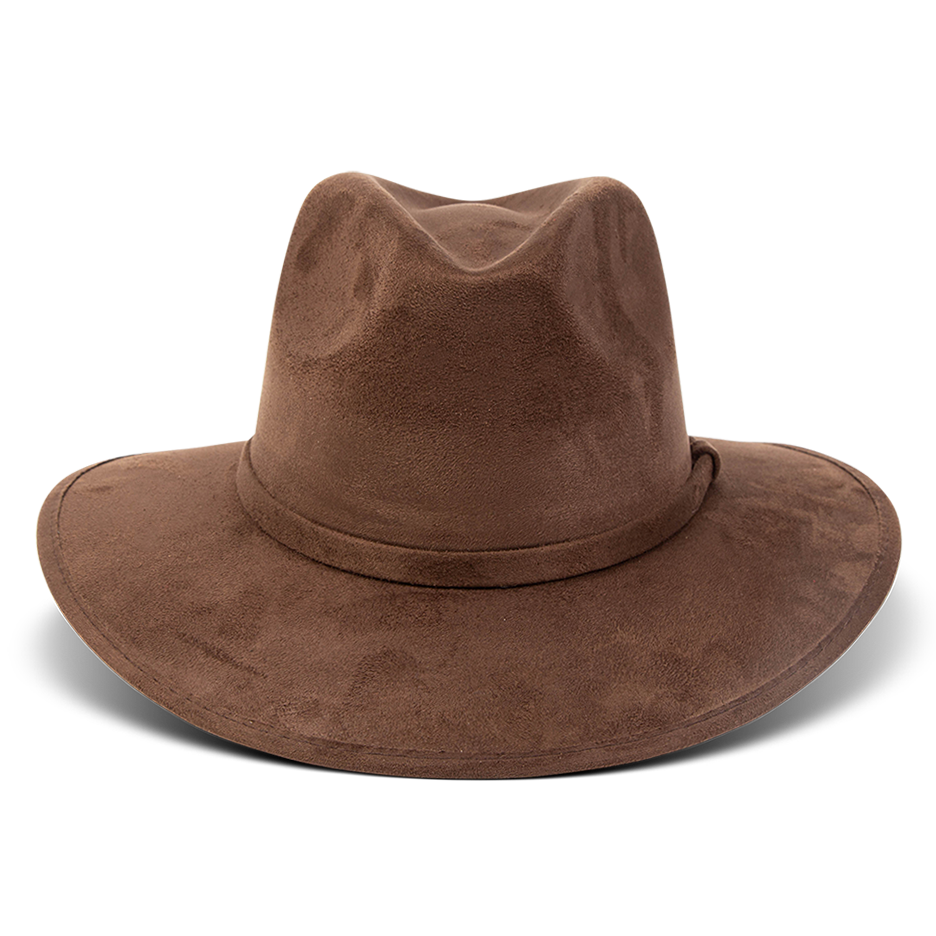FREEBIRD Dora brown minimalistic hat featuring teardrop crown and relaxed-brim