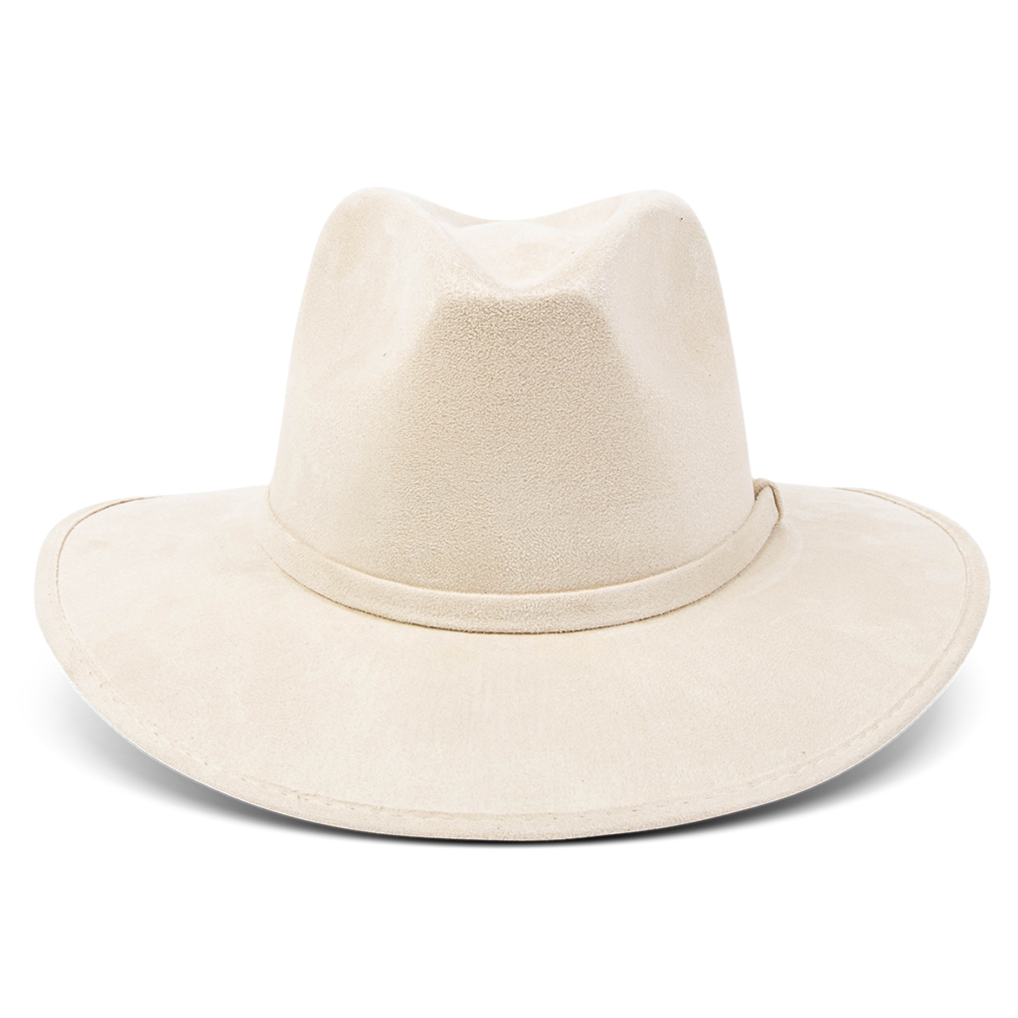FREEBIRD Dora beige minimalistic hat featuring teardrop crown and relaxed-brim