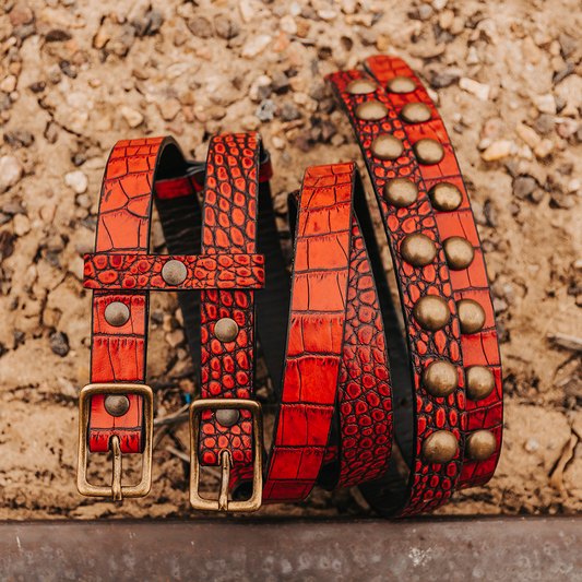 Double Belt - Red Croco