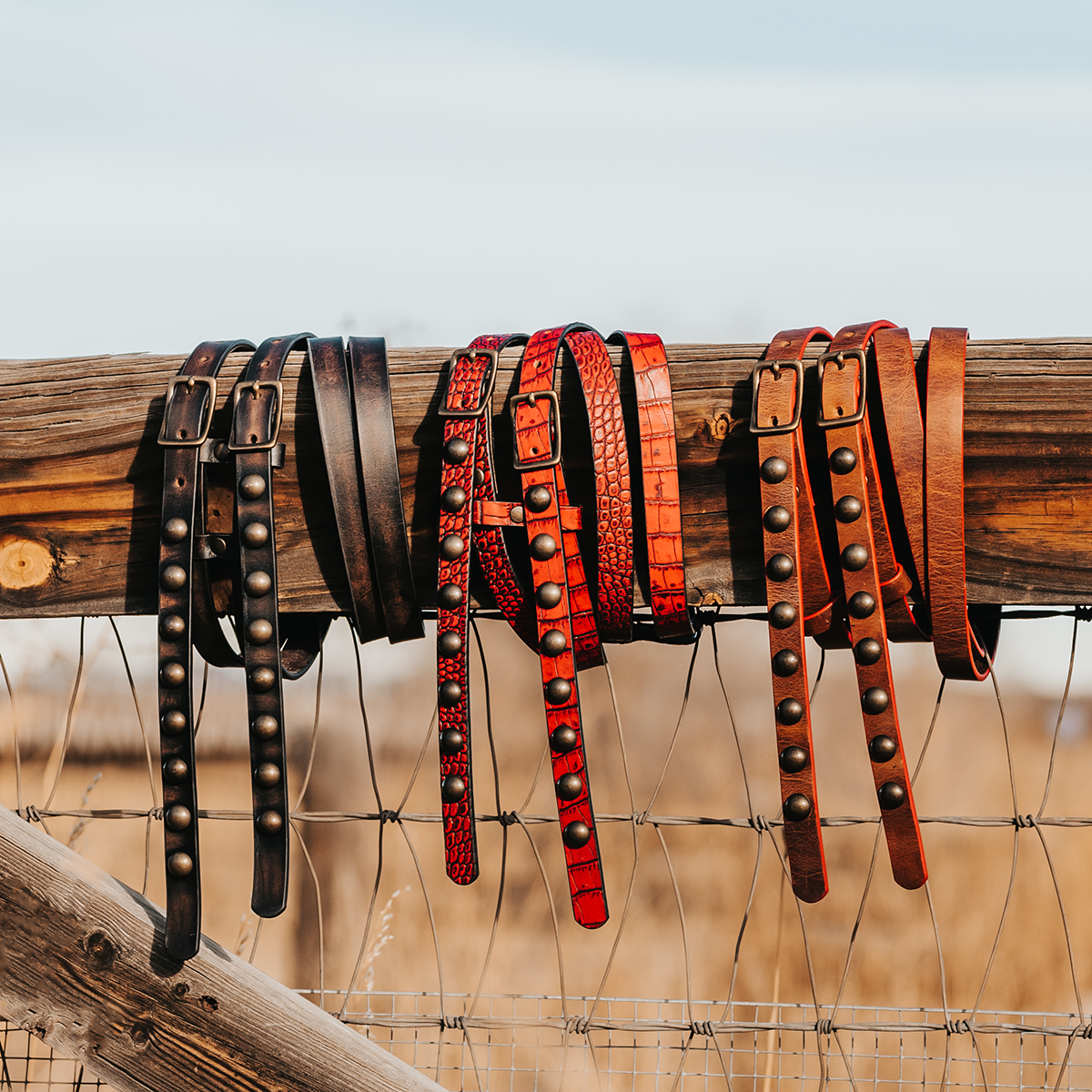 FREEBIRD Double brown full grain leather belt featuring rustic hardware and double buckle closure