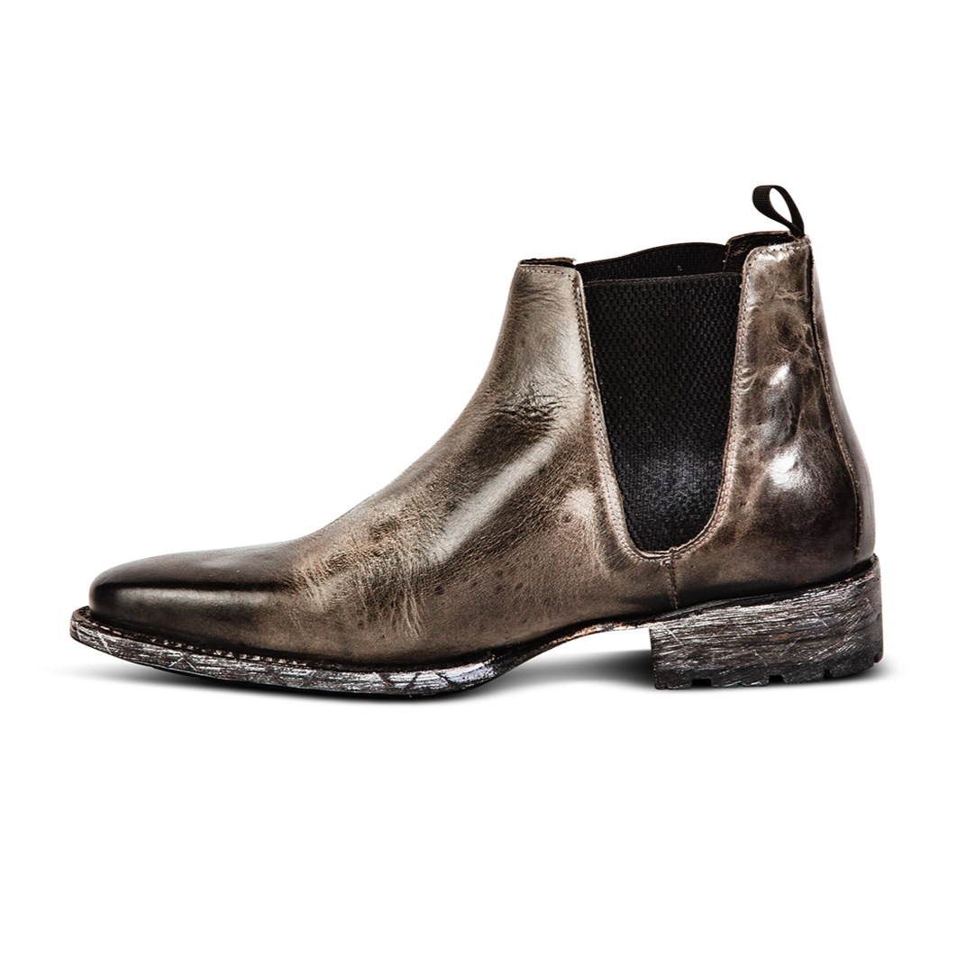 Inside view showing leather elastic detailing on FREEBIRD men's Graham stone boot