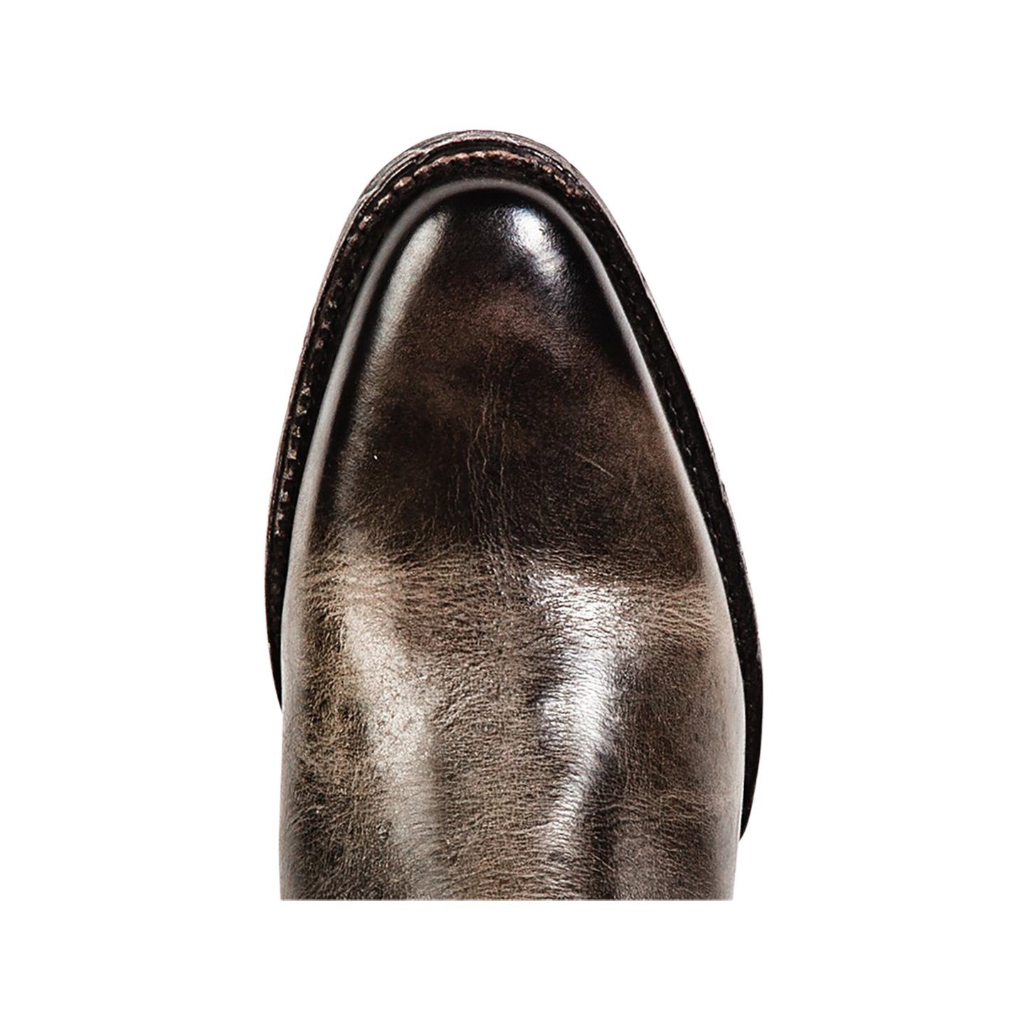 Top view showing almond toe on FREEBIRD men's Graham stone boot
