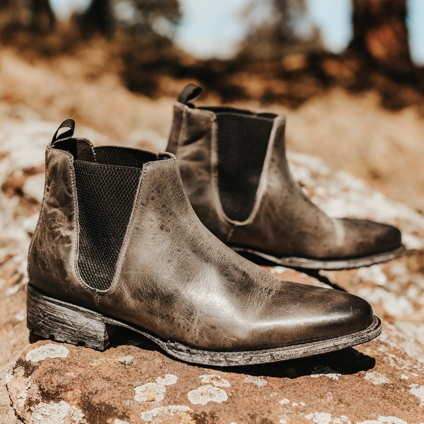 FREEBIRD men's Graham stone slip on boot with back tab and rubber tread sole