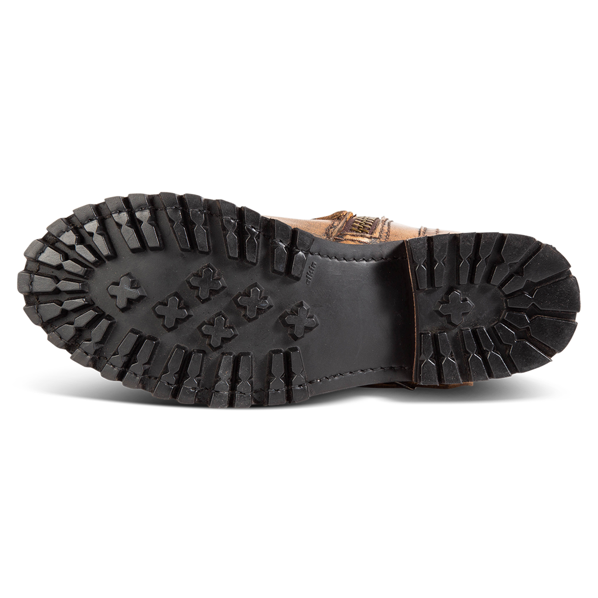Rubber tread sole on women's FREEBIRD Harley bronze ankle boot