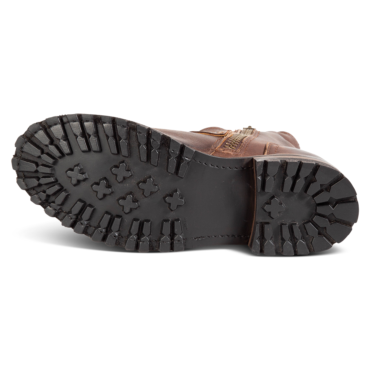 Rubber tread sole on women's FREEBIRD Harley brown ankle boot